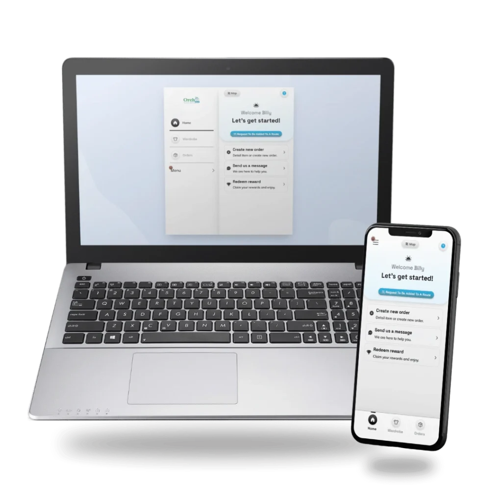 Our SMRT app where customers can schedule their dry cleaning and garment care pickups.