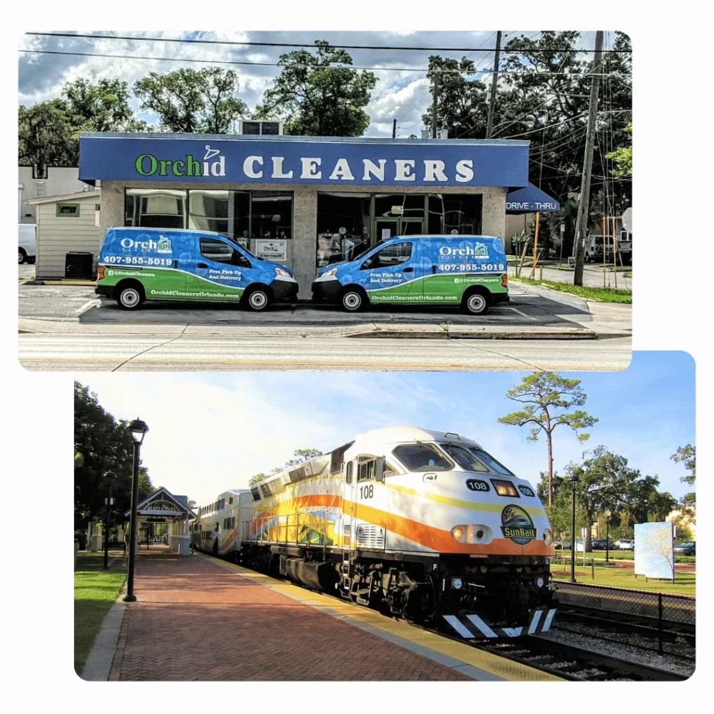 Our dry cleaning delivery vans in beautiful Winter Park, FL!